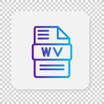 Wv audio document file type flat icons. extension, format, archive, type.  Stock Illustration