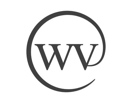 WV logo from two letter with circle shape email sign style. W and V round l.. Stock Illustration