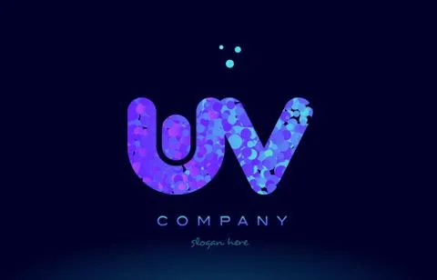 Wv w v bubble circle dots pink blue alphabet letter logo icon vector Stock Illustration