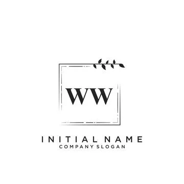 WW Initial handwriting logo design Stock Illustration