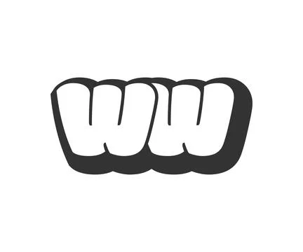 WW logo, bubble comic lettering, rounded in graffiti style black and white .. Stock Illustration