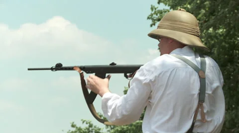 WW1 Austrian sub machine gun Stock Footage 43440048