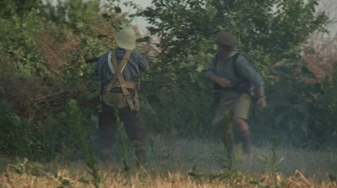 WW1 British grenade attack Stock Footage 43314994