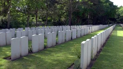 WW1 world war one cemetry war graves moving shadows Stock Footage 60641007
