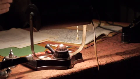 WW2 1940s General command Desk in Europe - Manly Desk, Actor Portrayal Stock Footage 209630148