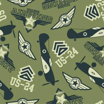 WW2 air squadron seamless pattern Stock Illustration
