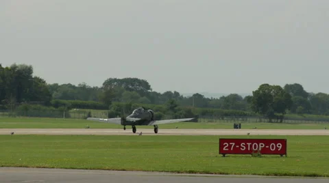 WW2 American fighter plane taking off Stock Footage 41370835
