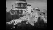 Ww2 British Civil Life Civilians And Soldiers Pray, Cathedral, Ruins Stock Footage