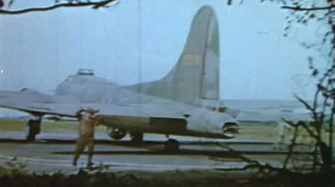 WW2-ColorFootage - Several Shots B-17 on airfield Stock Footage