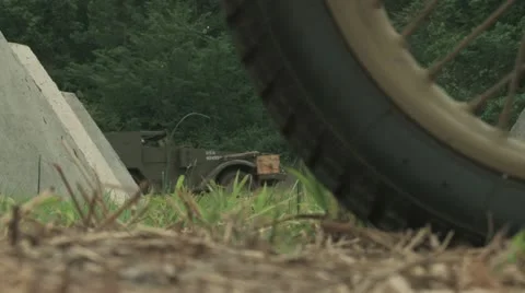 WW2 Combat Half Track and Truck Stock Footage 12395869