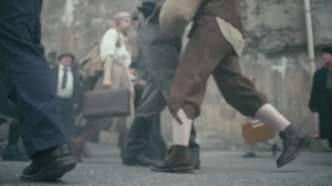 WW2 Crowd pedestrians 02 Stock Footage 317756804