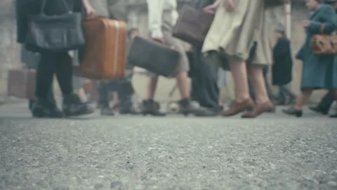 WW2 Crowd pedestrians 03 Stock Footage 317756752