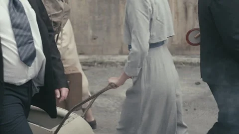WW2 Crowd pedestrians 07 Stock Footage 317755715
