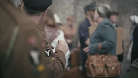 WW2 Crowd pedestrians 08 Stock Footage 317755601