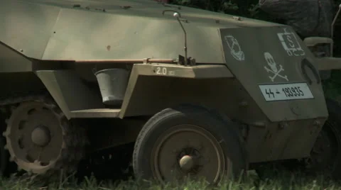 WW2 German Half Track and SS troops Stock Footage 58653046