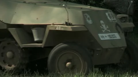 WW2 German Half Track Driving Forward Stock Footage