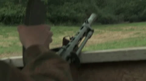 WW2 German machine gun reload Stock Footage