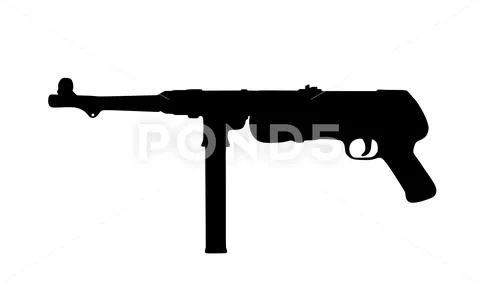 WW2 German submachine gun MP 40 vector silhouette illustration: Graphic ...