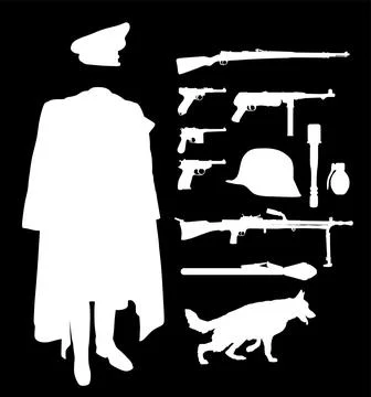 WW2 Germany officer uniform vector silhouette illustration Stock Illustration