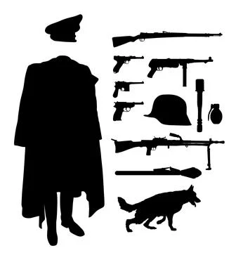 WW2 Germany officer uniform vector silhouette illustration Stock Illustration