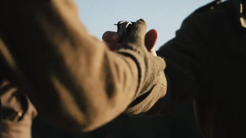 Ww2 inspecting mills hand grenade Stock Footage 317759280