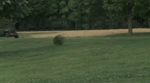 WW2 Jeep driving on Base Stock Footage 12396668