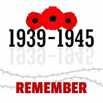 Ww2 memory day concept background, flat style Illustrazione stock