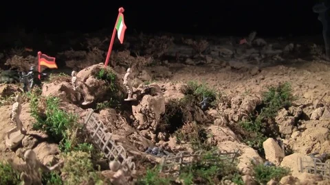 WW2 Miniature scale model representing the Battle of Mount Cassino Stock Footage 85063810