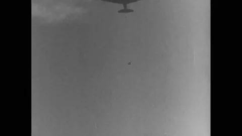 WW2 - Soldier at parachute Stock Footage 78854013