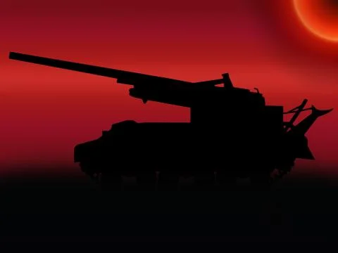 Ww2 sunset self propelled gun Stock Illustration