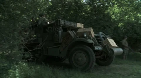 WW2 US Halftrack passing by Stock Footage 11088955