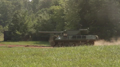 WW2 U.S. Tank rolling into Combat - Rest... | Stock Video | Pond5