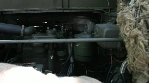 WW2 US truck, pan engine to convoy Stockbeeldmateriaal 852310