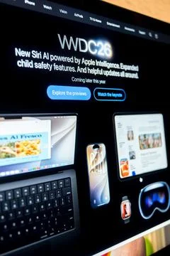 Wwdc26 conference displaying apple intelligence Foto stock