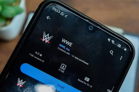 WWE application on Smartphone screen. WWE is a freeware web browser 写真素材