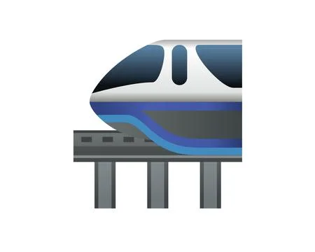 Wwhite train Monorails on single track icon Stock Illustration