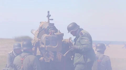 WWII Action Scenes, US, German, British Armies Stock Footage 59129522