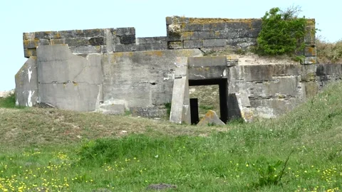 WWII airfield bunker 2 Stock Footage