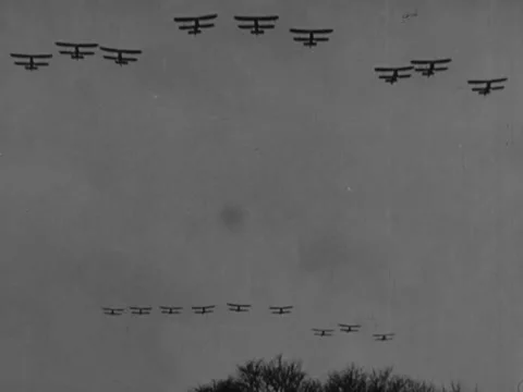 WWII biplanes in formation Stock Footage 221575482