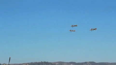 WWII Formation Training Planes Stock-Footage 31222384