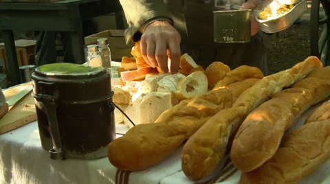 WWII German field kitchen bread Stock Footage 33640384