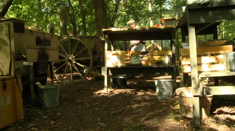 WWII German Field Kitchen low angle Stock Footage 52371785