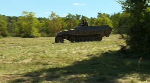WWII German Half Track fast Stock Footage 33755011