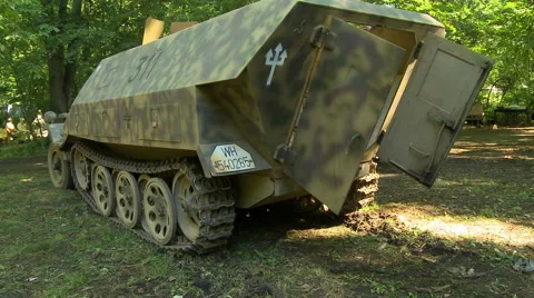 WWII German Half Track Interior 1 Stock Footage 52376821