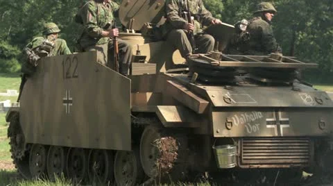 WWII German Stug reverse Stock Footage 11877586