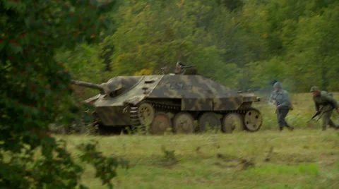WWII German tank in combat  Video stock 33761483