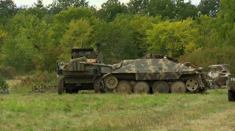 WWII German tank in combat  Stock Footage 33762832