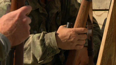 WWII Germans prep for battle Close up Stock Footage 33654770