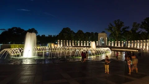 WWII Memorial Night Timelapse Video stock 76992667