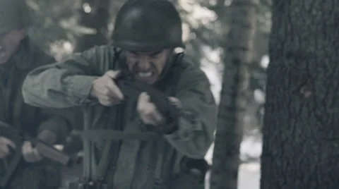 WWII Run Into Battle Video stock 32495564